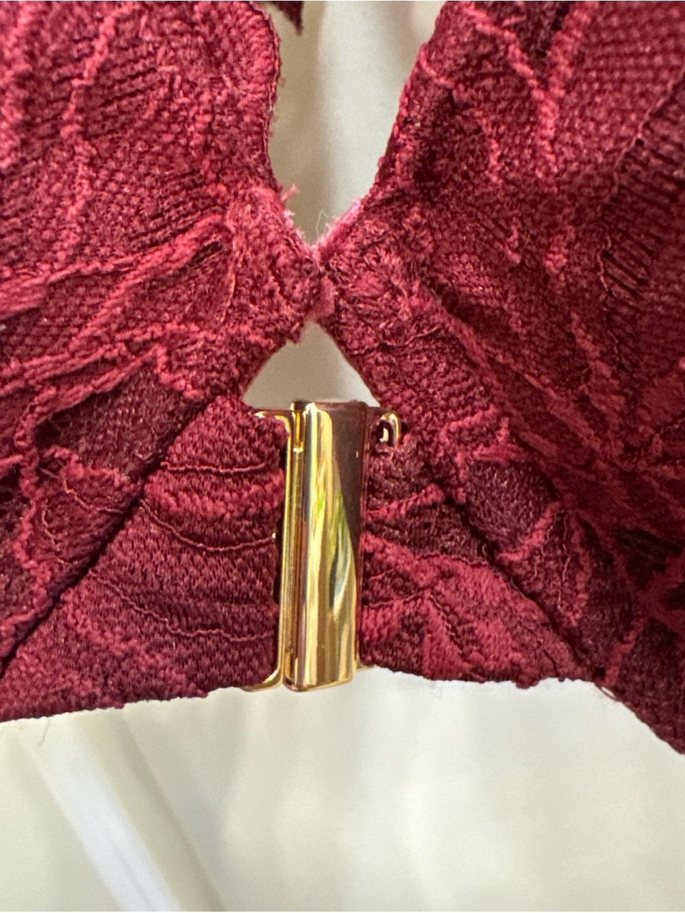Auden Push Up Plunge Lace Bra 46DDD Burgundy Underwire Padded Front Close Full - Picture 2 of 11